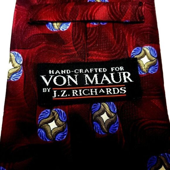 Jz Richards Von Maur Silk Tie Print Red Floral Abs - Picture 4 of 7